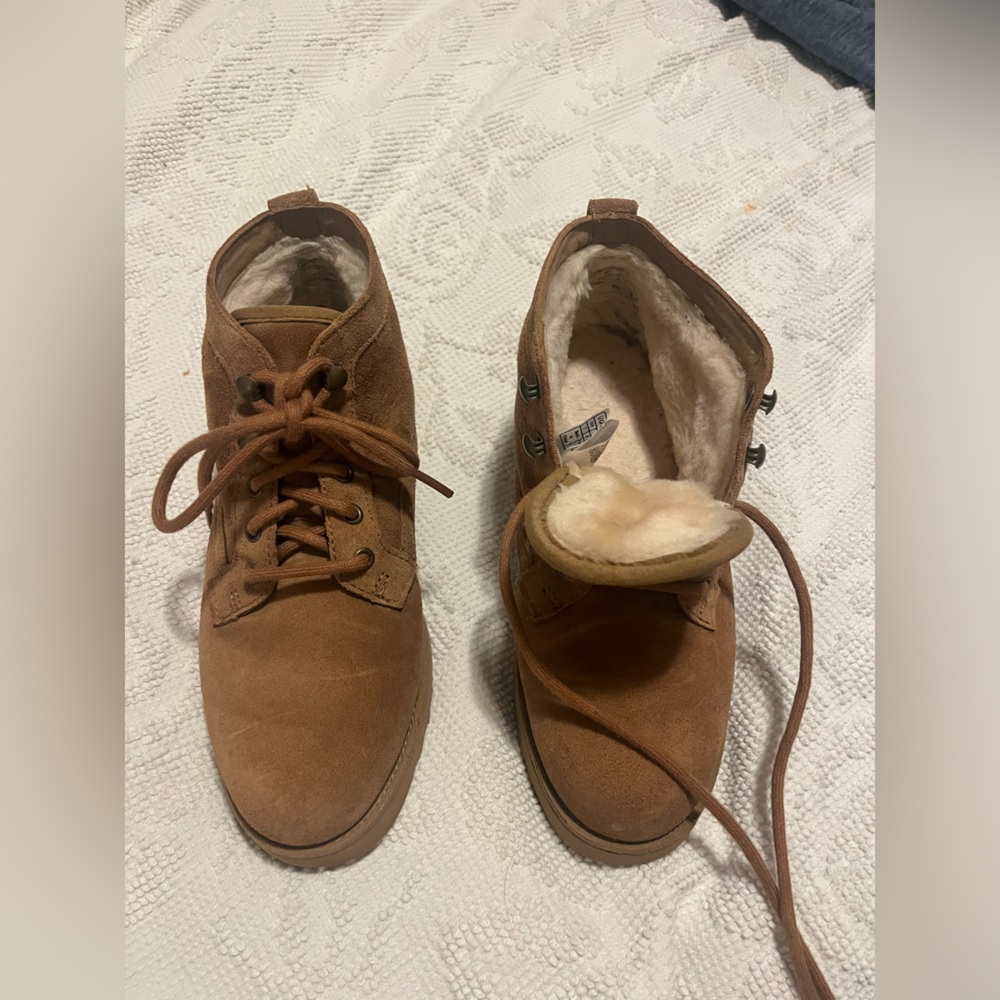 UGG Tan Suede Boots with Cream Fur Lining